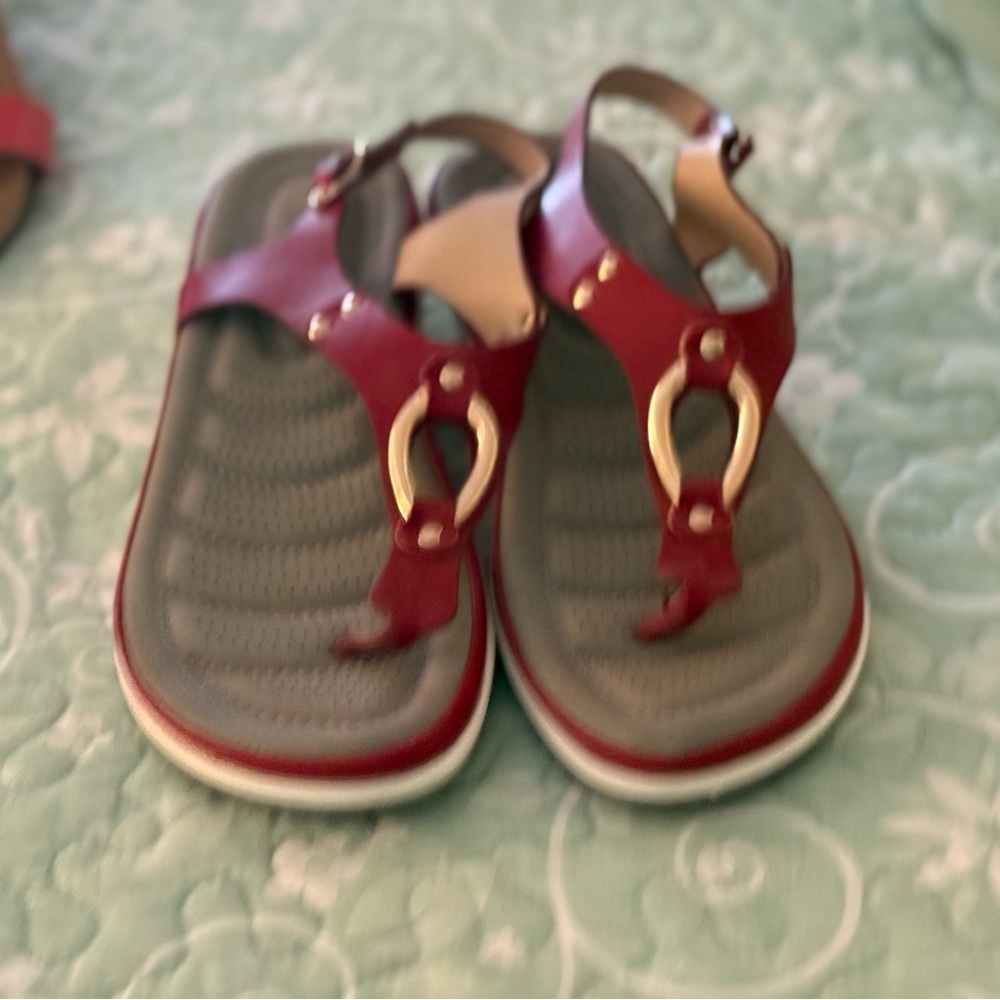 Gray and Red Sandals with Casual Summer Style